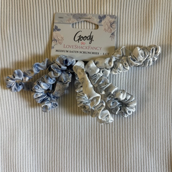 Goody x Love Shack Fancy Satin Scrunchies Everblooming Rosettes and English Ivy